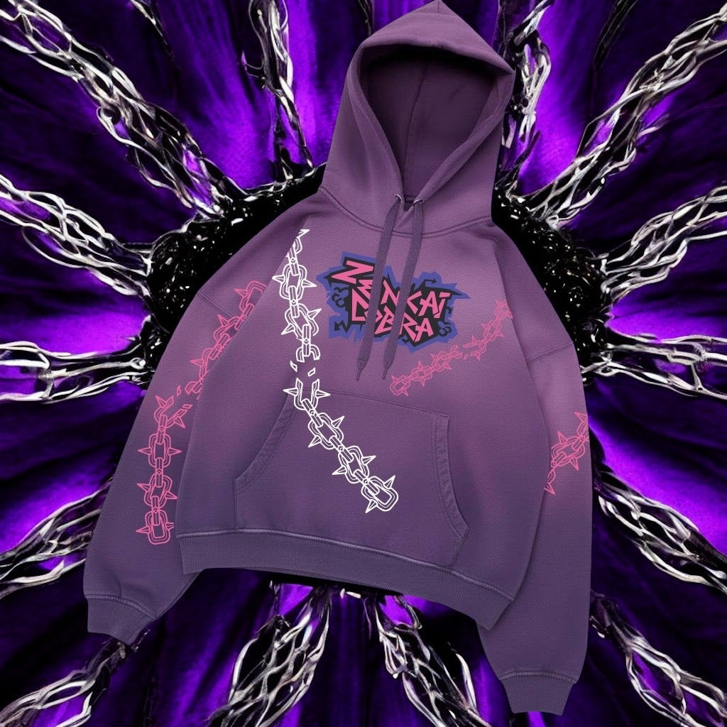 Hoodie oversize Zenkai Cobra Unchained viola streetwear unisex