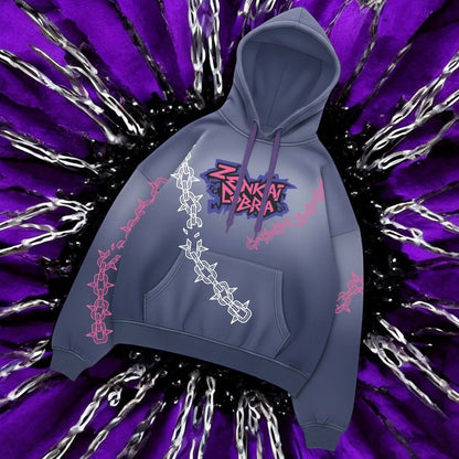 "Hoodie oversize Zenkai Cobra Unchained blu navy streetwear uomo"