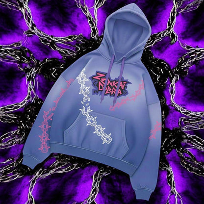Hoodie oversize Zenkai Cobra Unchained azzurra streetwear unisex