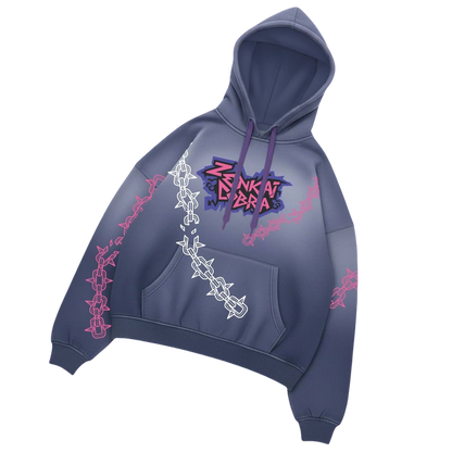 "Hoodie oversize Zenkai Cobra Unchained blu navy streetwear uomo"