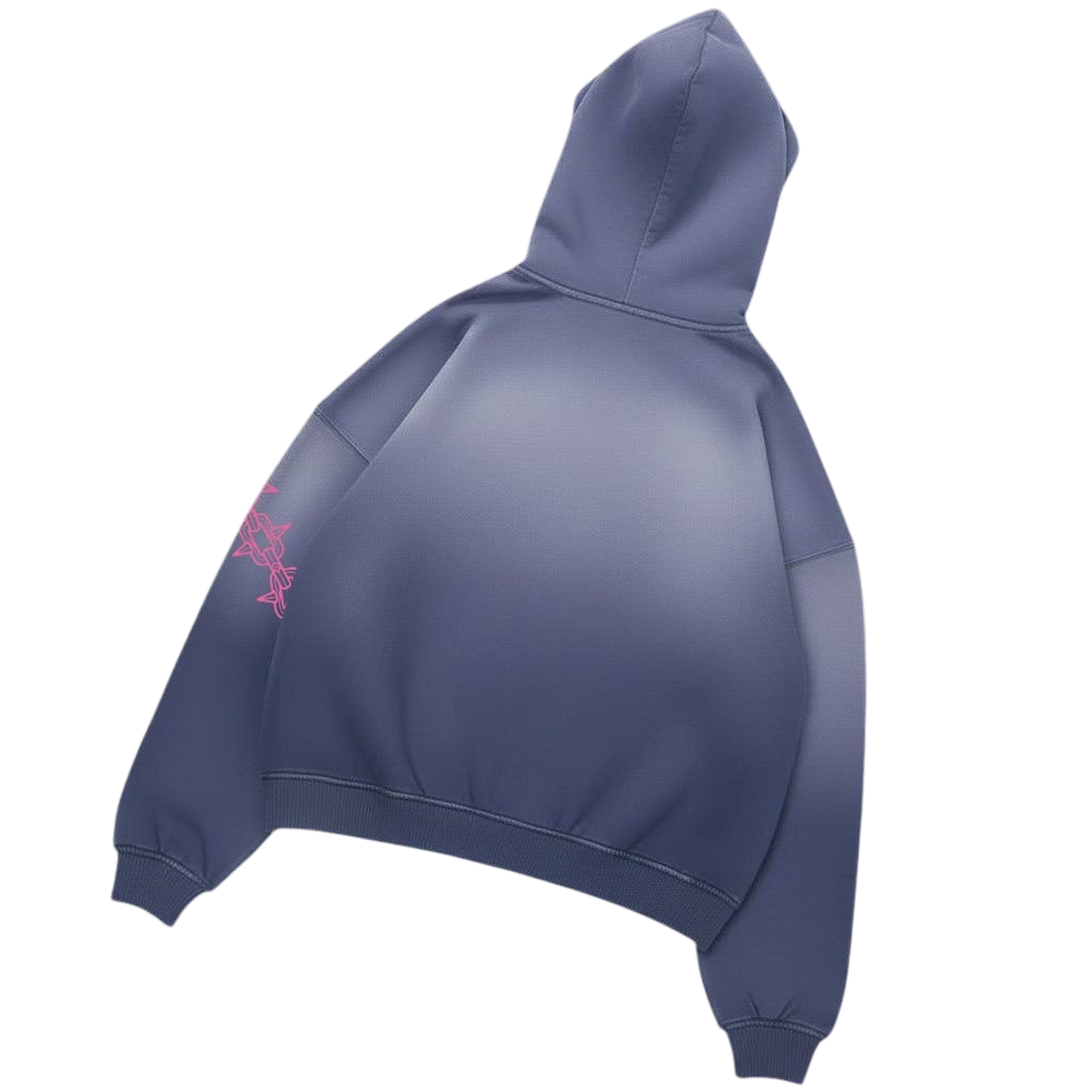 "Hoodie oversize Zenkai Cobra Unchained blu navy streetwear uomo"