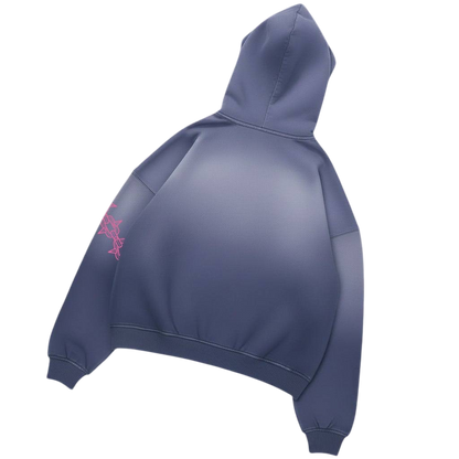 "Hoodie oversize Zenkai Cobra Unchained blu navy streetwear uomo"