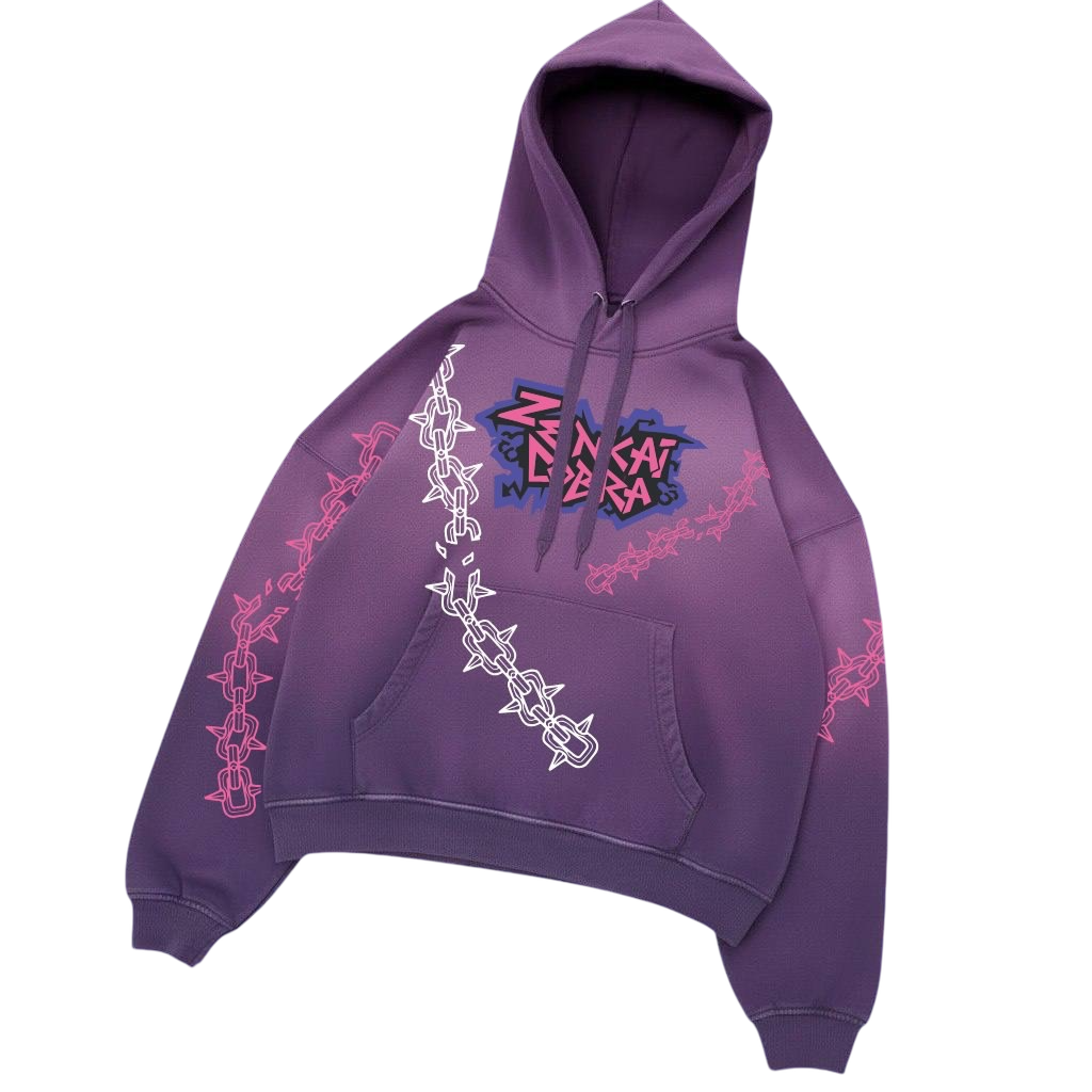 Hoodie oversize Zenkai Cobra Unchained viola streetwear unisex