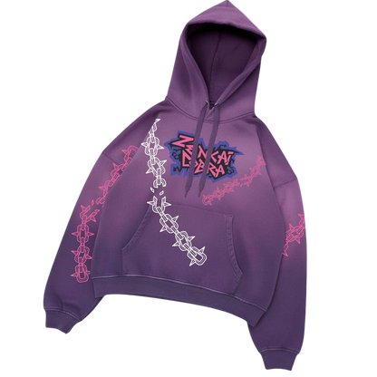 Hoodie oversize Zenkai Cobra Unchained viola streetwear unisex