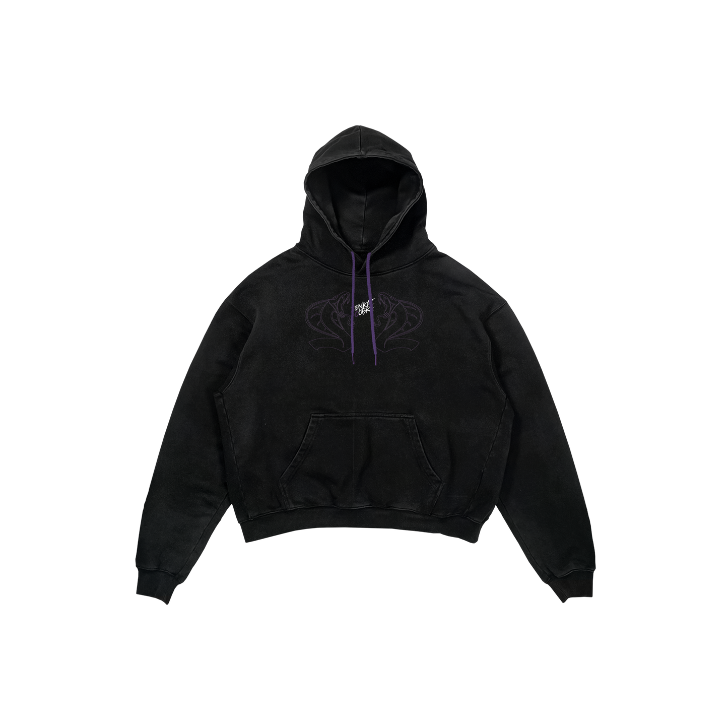 Felpa hoodie Zenkai Cobra Wakizashi nera con ricamo streetwear