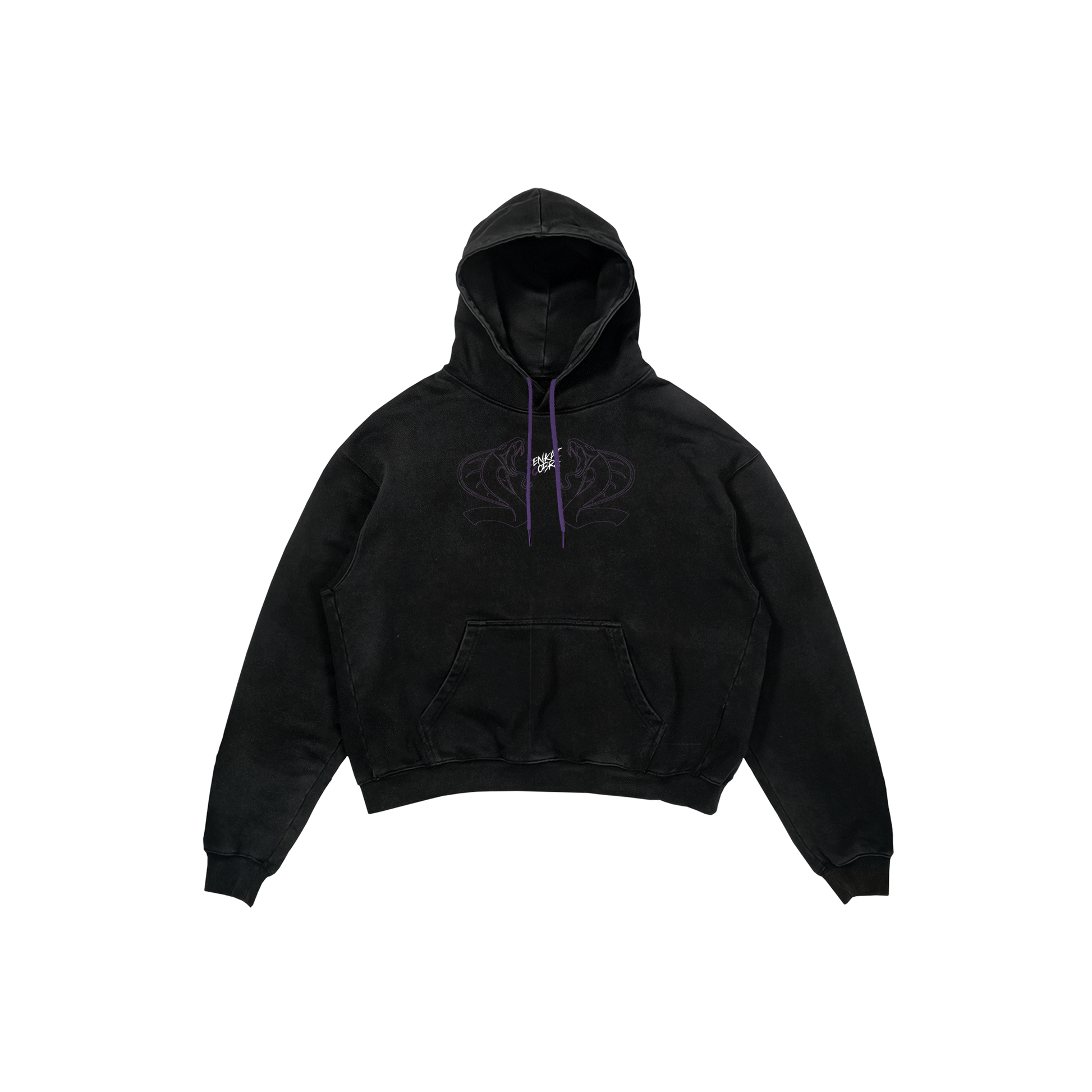 Felpa hoodie Zenkai Cobra Wakizashi nera con ricamo streetwear