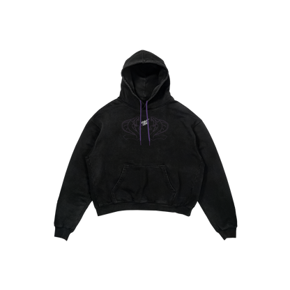 Felpa hoodie Zenkai Cobra Wakizashi nera con ricamo streetwear