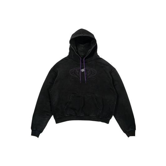 Felpa hoodie Zenkai Cobra Wakizashi nera con ricamo streetwear